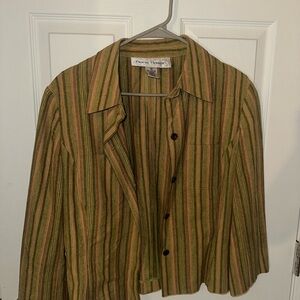 Rena Rowan Green and Brown Striped Blazer
